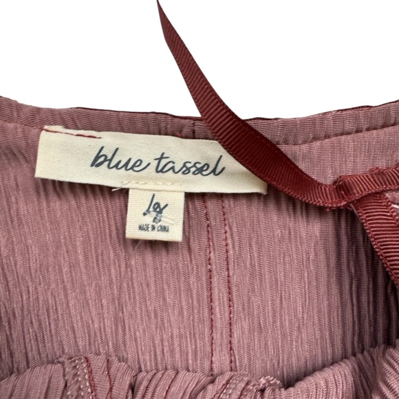 Anthro Blue Tassel Corset Seamed Cami Top Crushed Velvet Spaghetti Straps Large - Picture 8 of 12